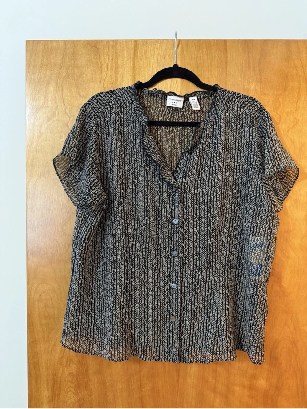 Covington Sears Vintage Blouse Short Sleeve Shirt Geometric Circles NWT 18 W 18W
